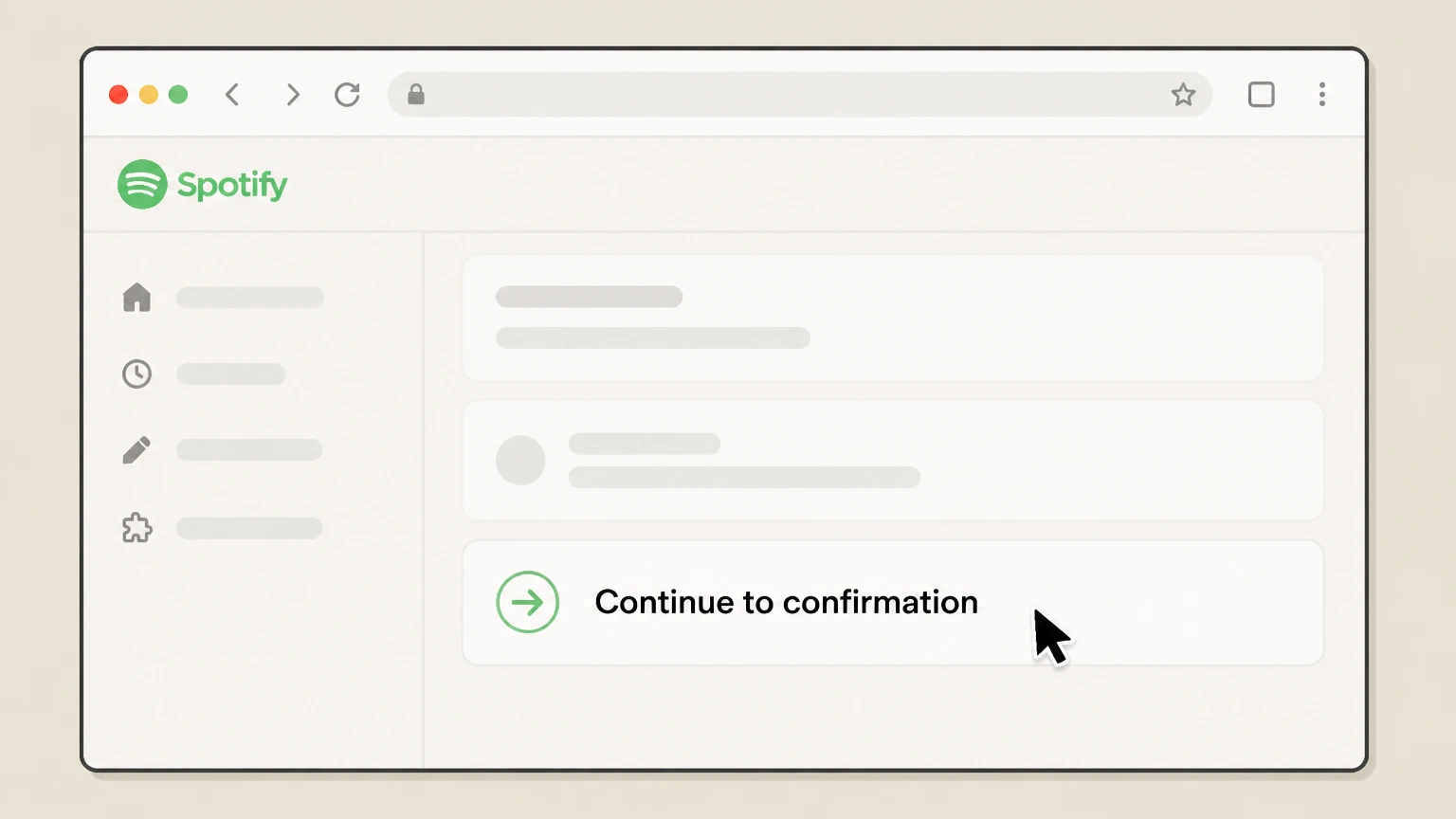 Spotify cancel on the provider website: Continue to confirmation