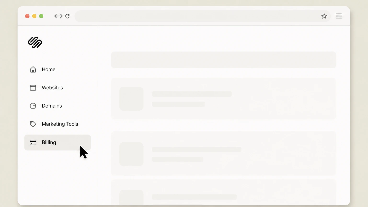 Squarespace web cancellation: Open Billing
