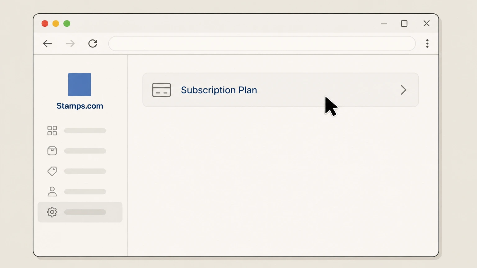 Stamps.com Stamps.com website: Open Subscription Plan