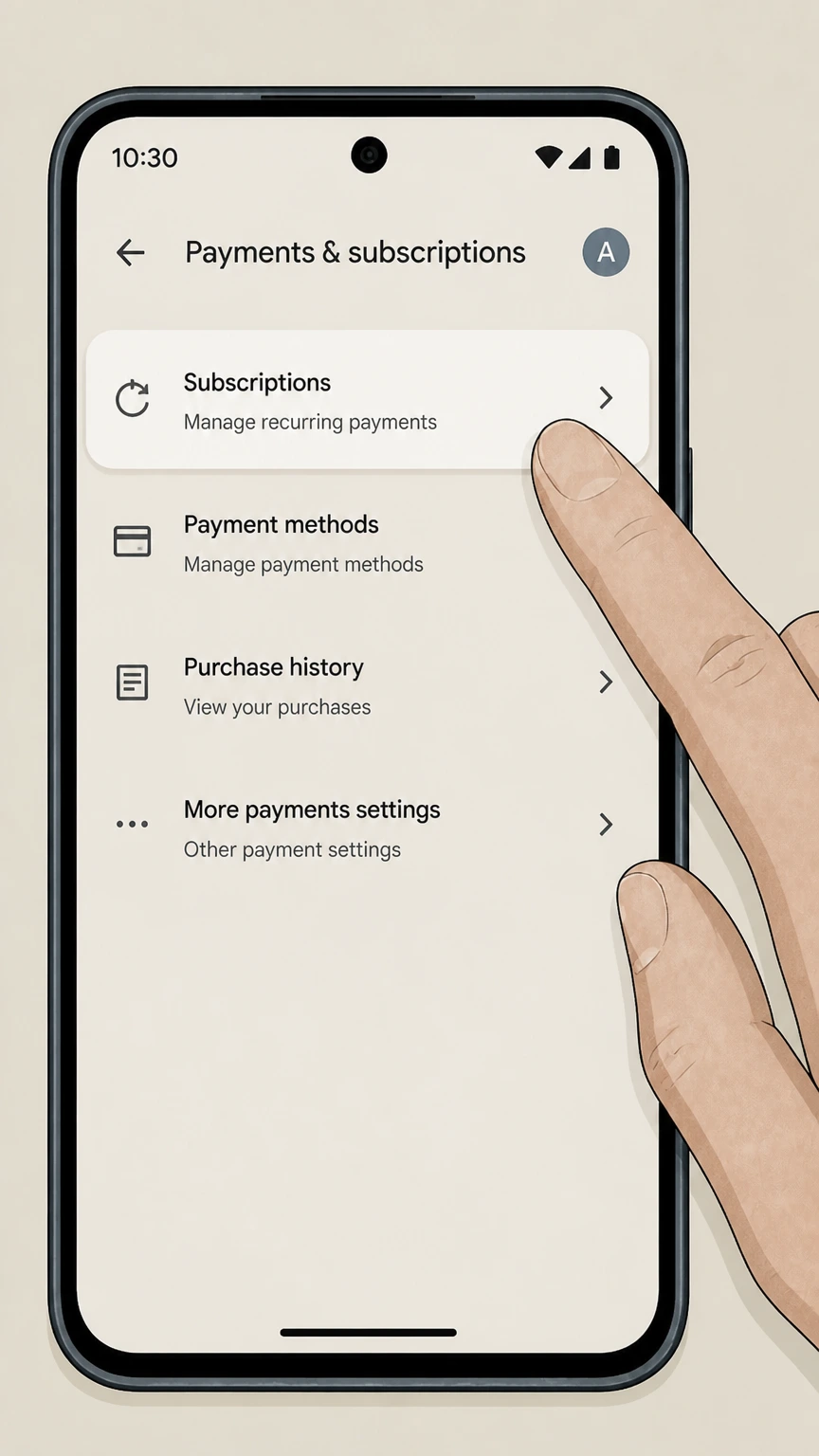 Stan google-play cancellation: Open Subscriptions