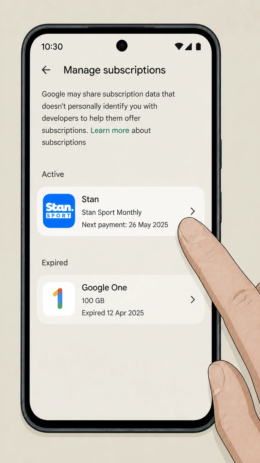 Stan google-play cancellation: Choose Stan