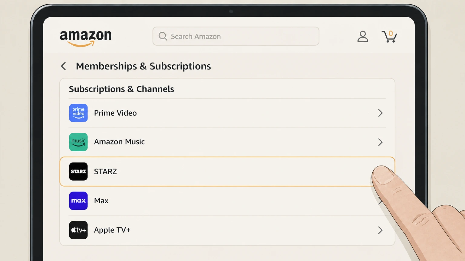 STARZ amazon cancellation: Find STARZ