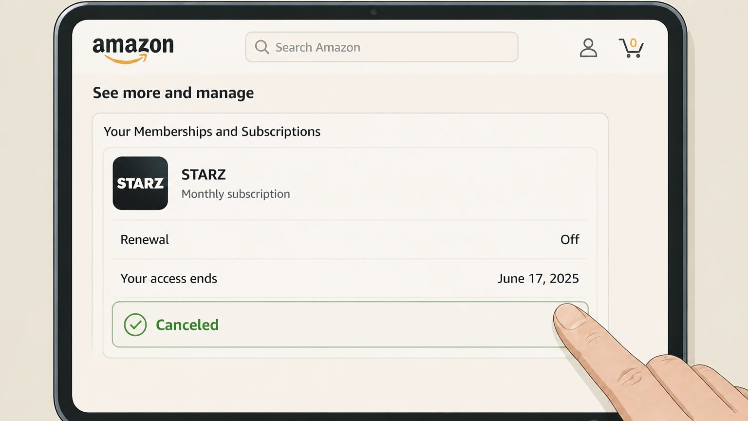 STARZ amazon cancellation: Review the end date
