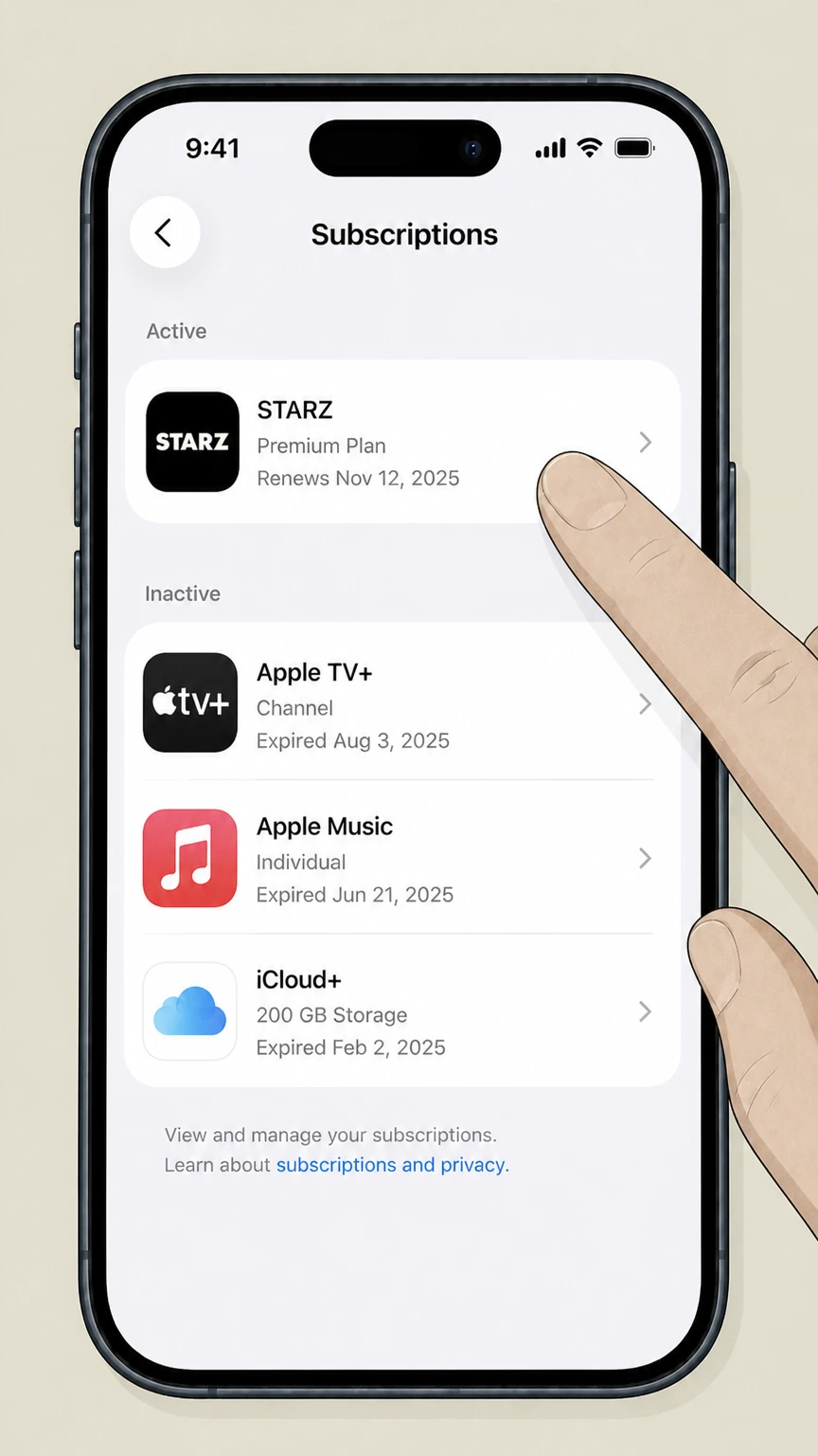 STARZ ios cancellation: Choose STARZ