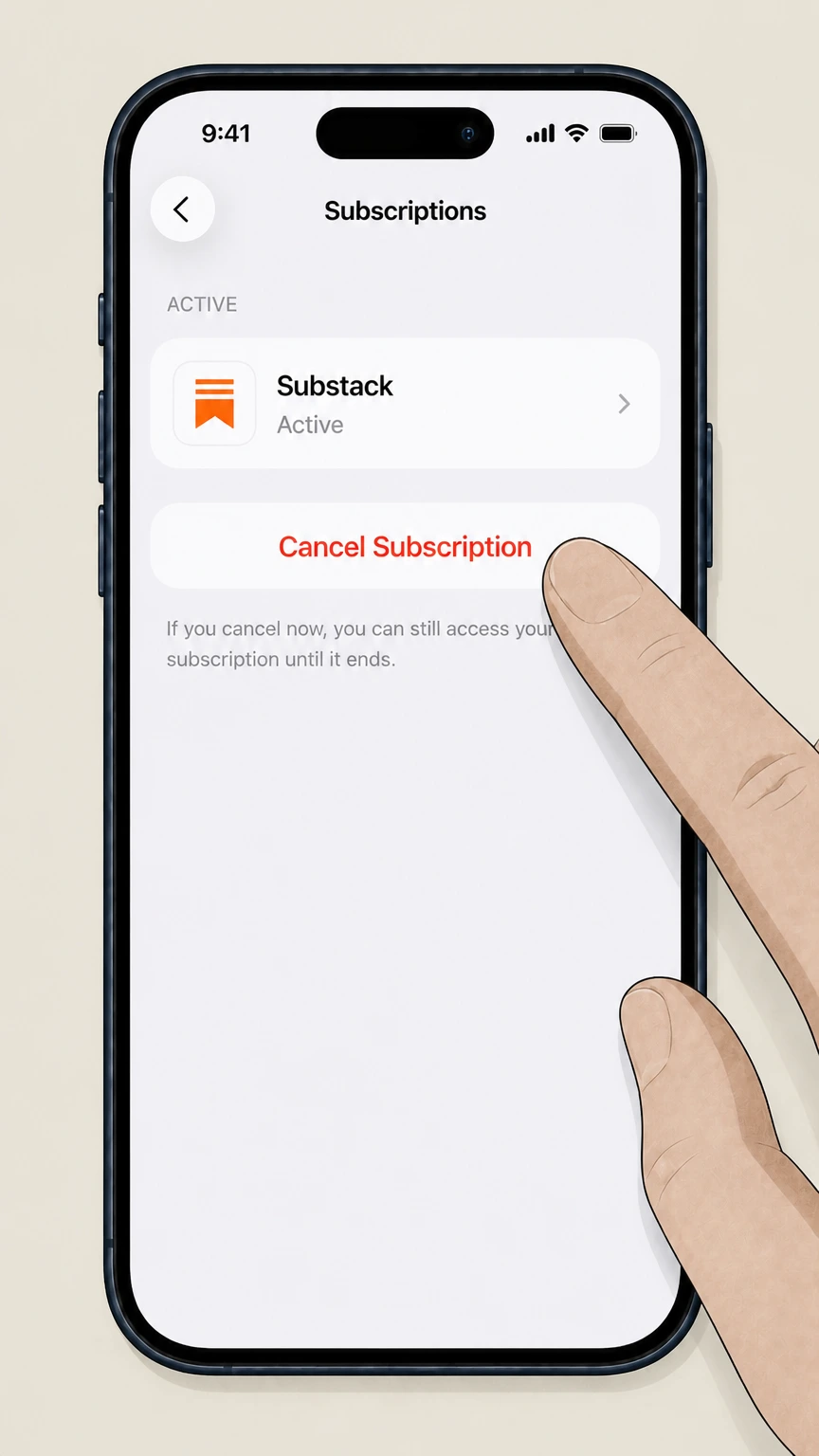 Substack ios cancellation: Tap Cancel Subscription and confirm