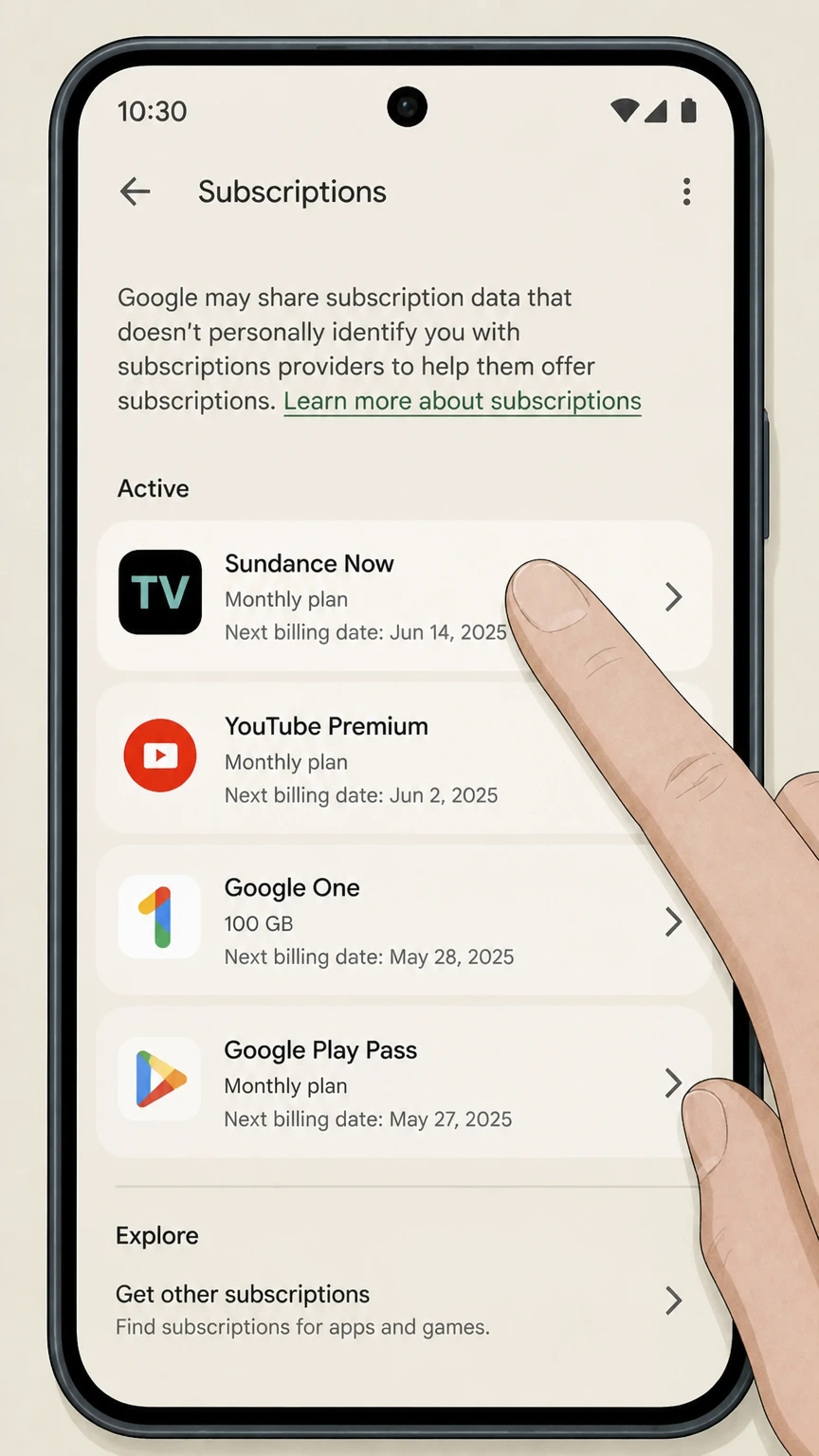 Sundance Now google-play cancellation: Choose Sundance Now
