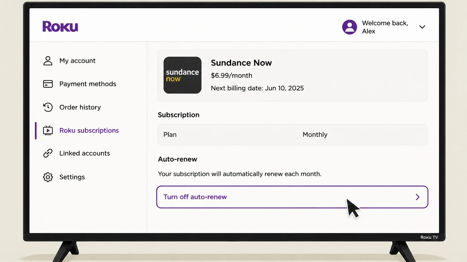 Sundance Now roku cancellation: Turn off auto-renew