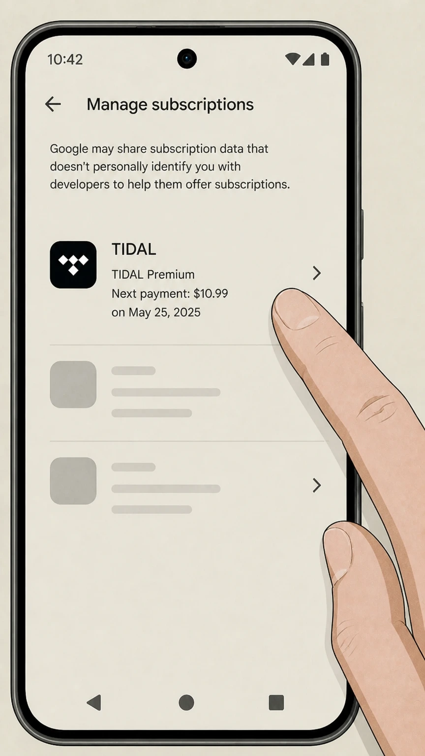 TIDAL google-play cancellation: Choose TIDAL