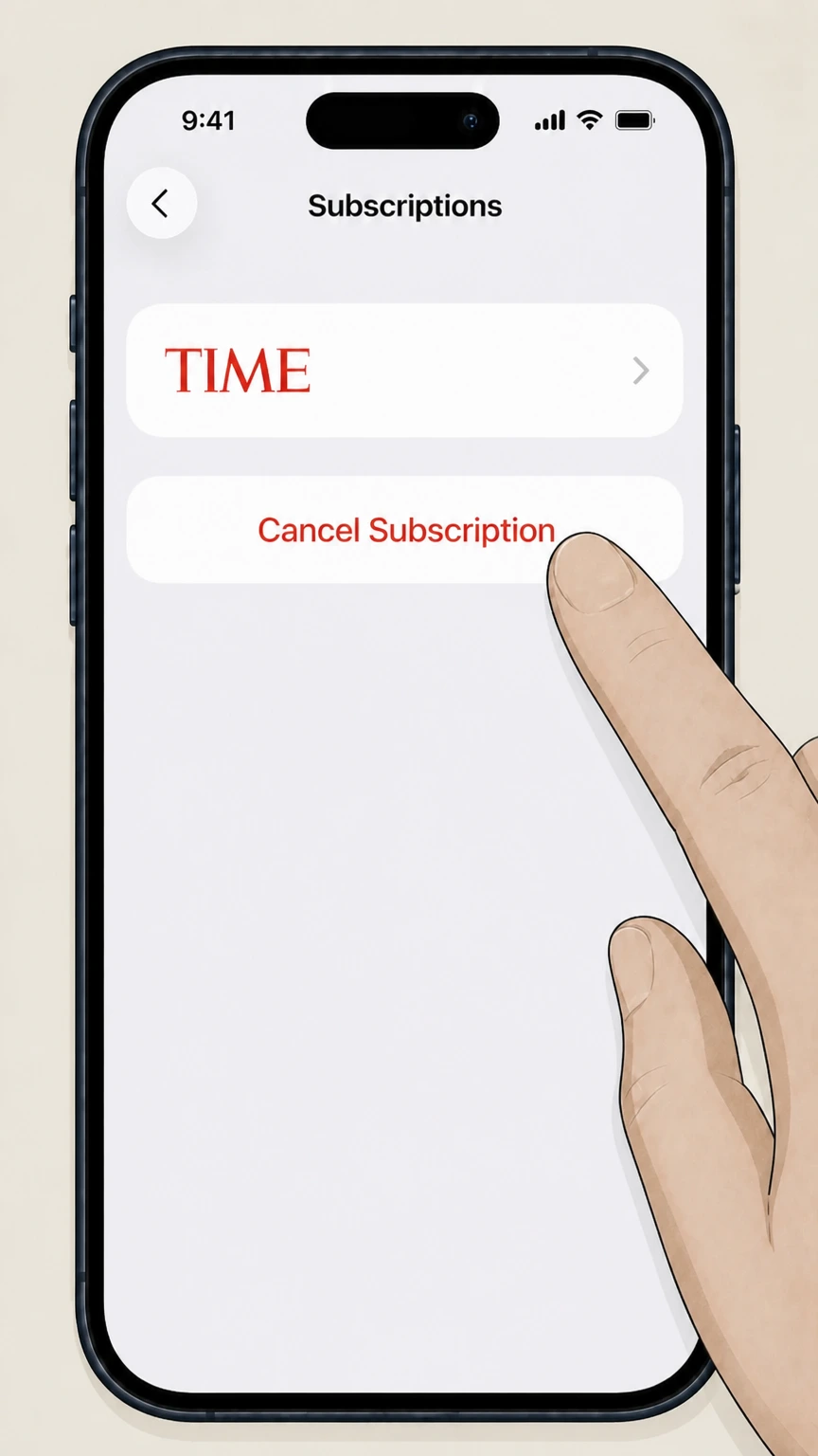 TIME Cancel TIME via Apple on iPhone or iPad cancellation: Cancel the subscription
