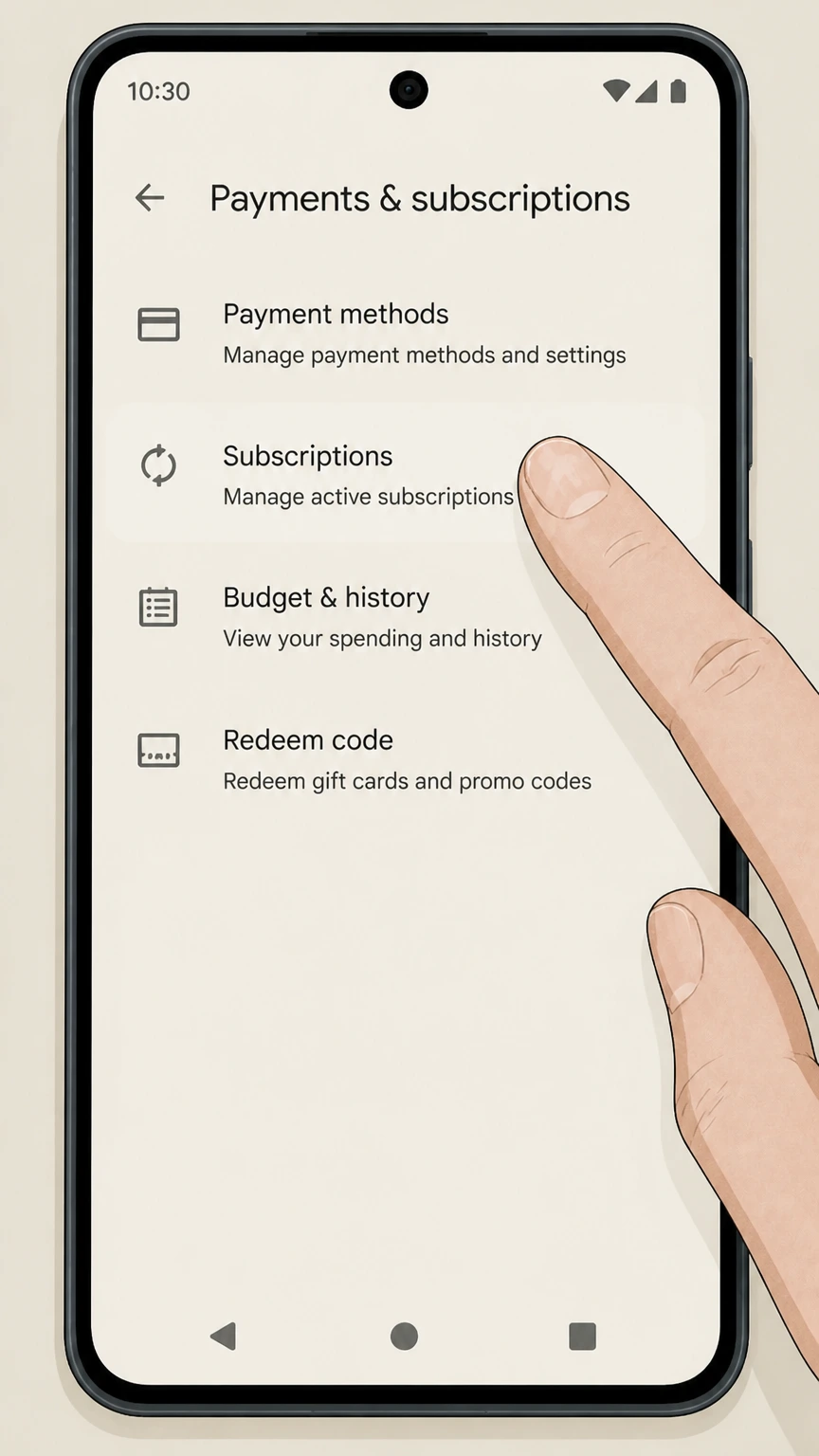 TVING google-play cancellation: Open Subscriptions