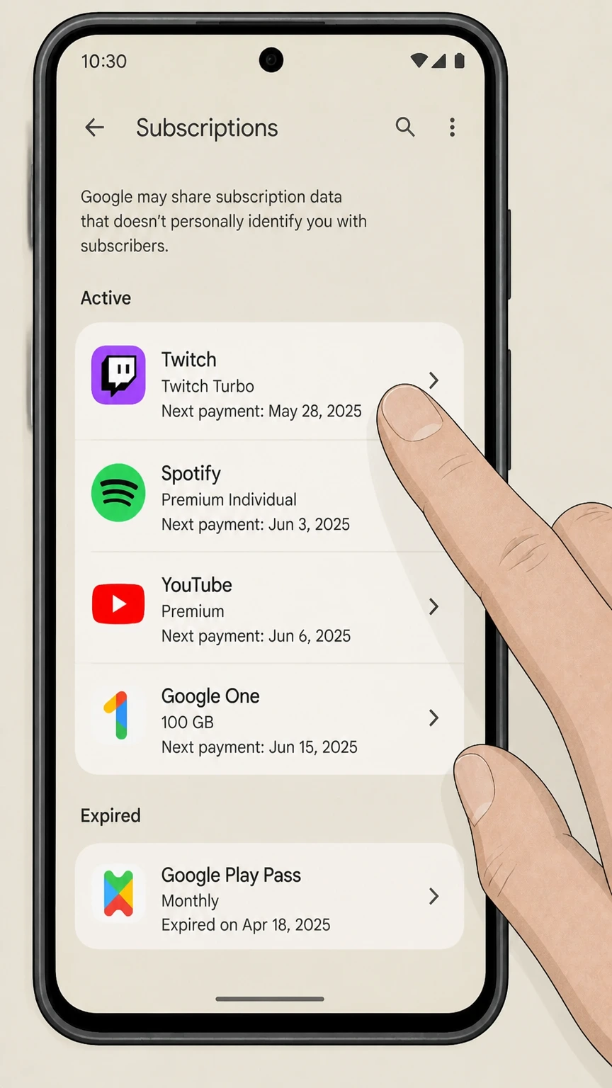 Twitch google-play cancellation: Choose Twitch