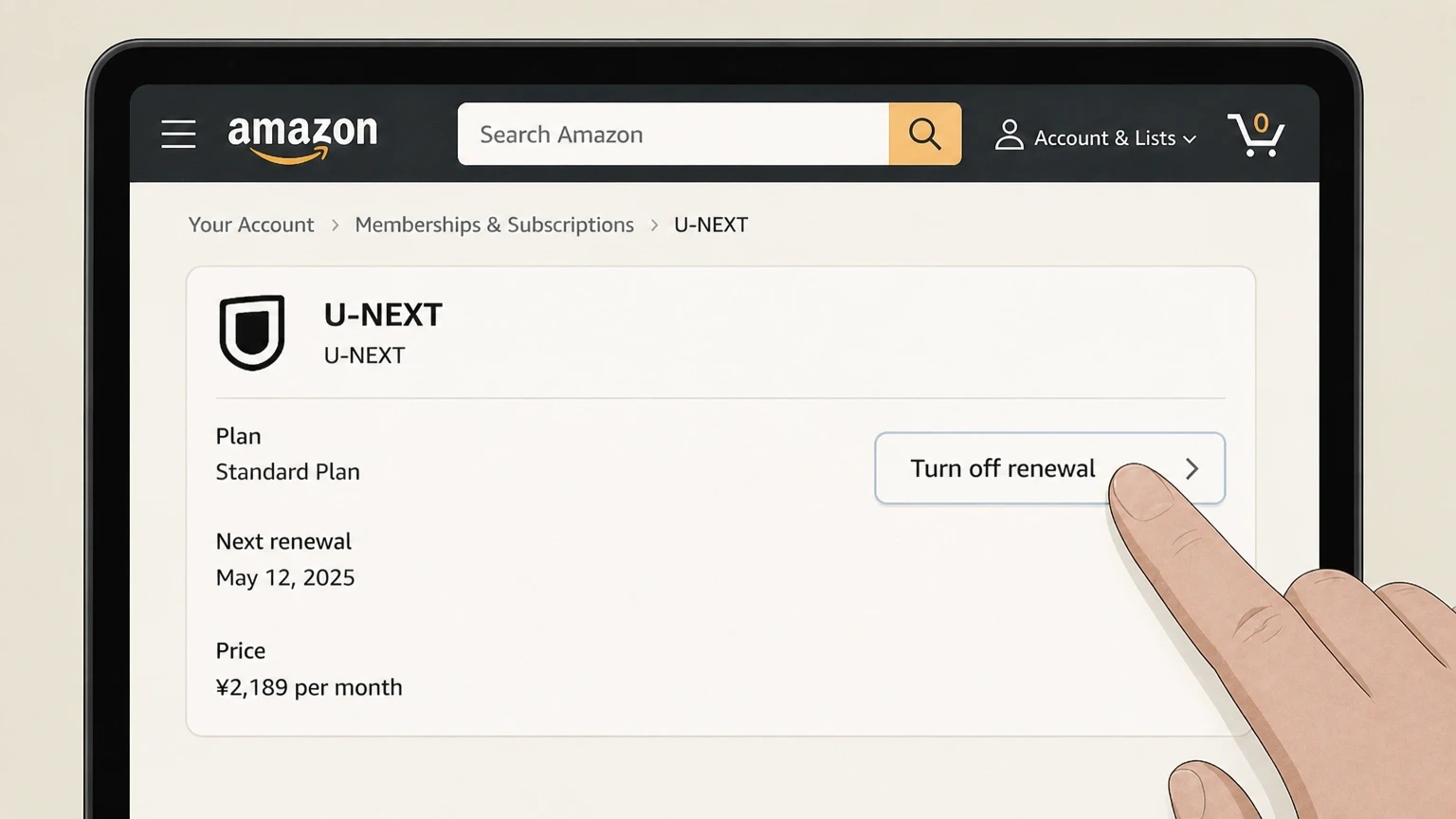 U-NEXT amazon cancellation: Turn off renewal