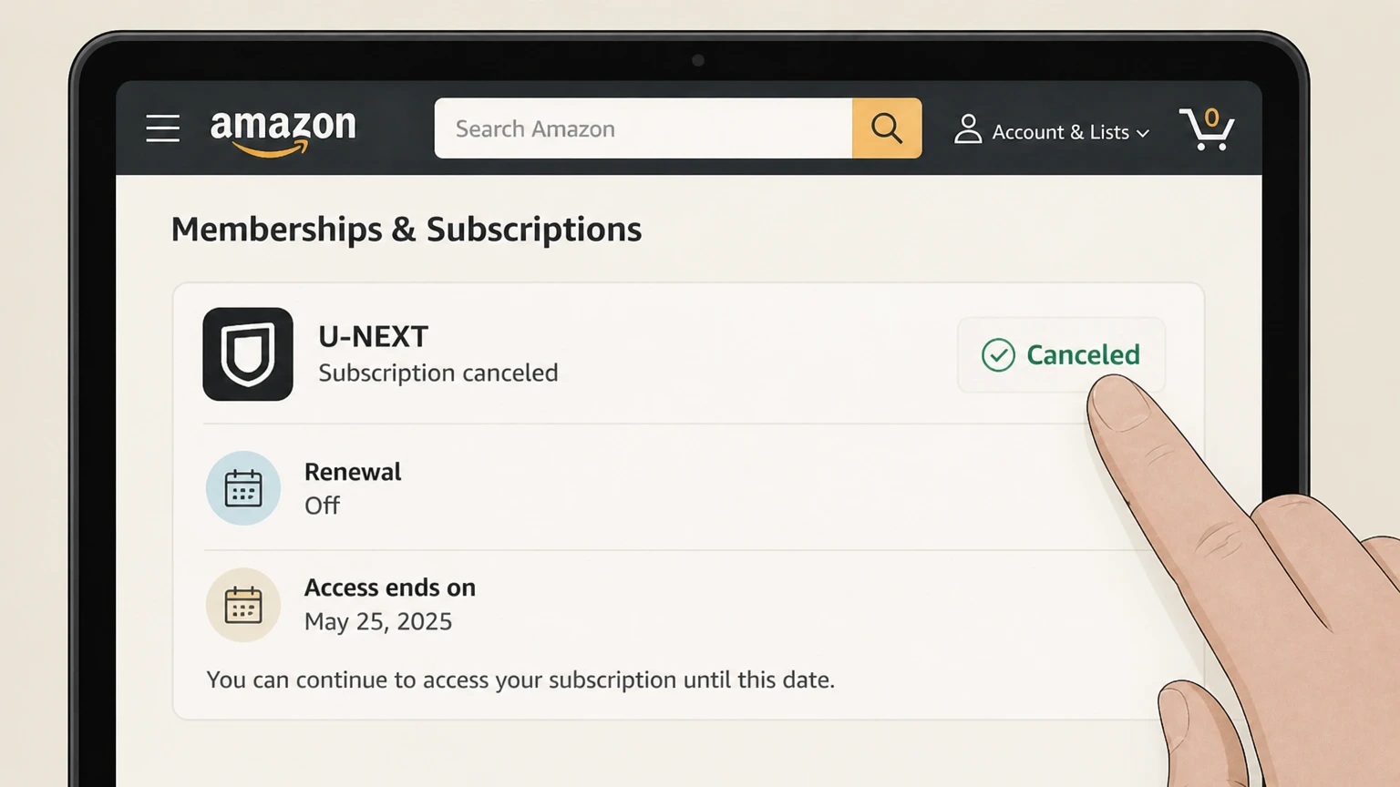 U-NEXT amazon cancellation: Review the end date