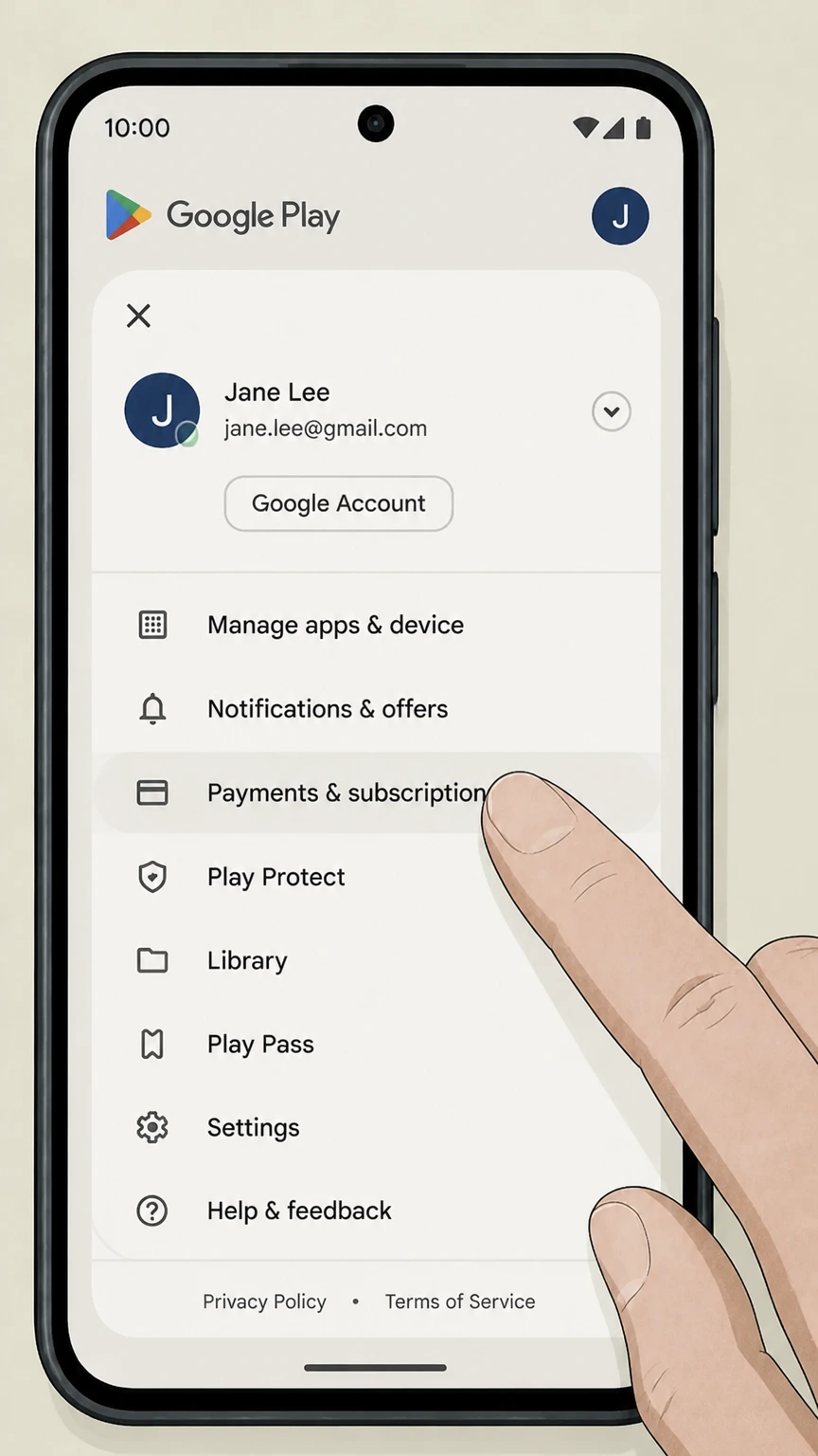 U-NEXT google-play cancellation: Open Payments & subscriptions