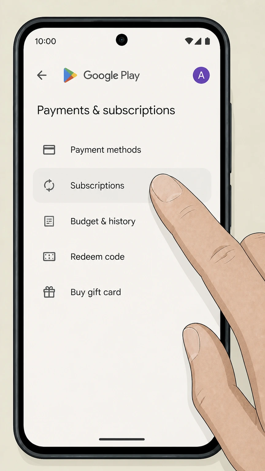 U-NEXT google-play cancellation: Open Subscriptions