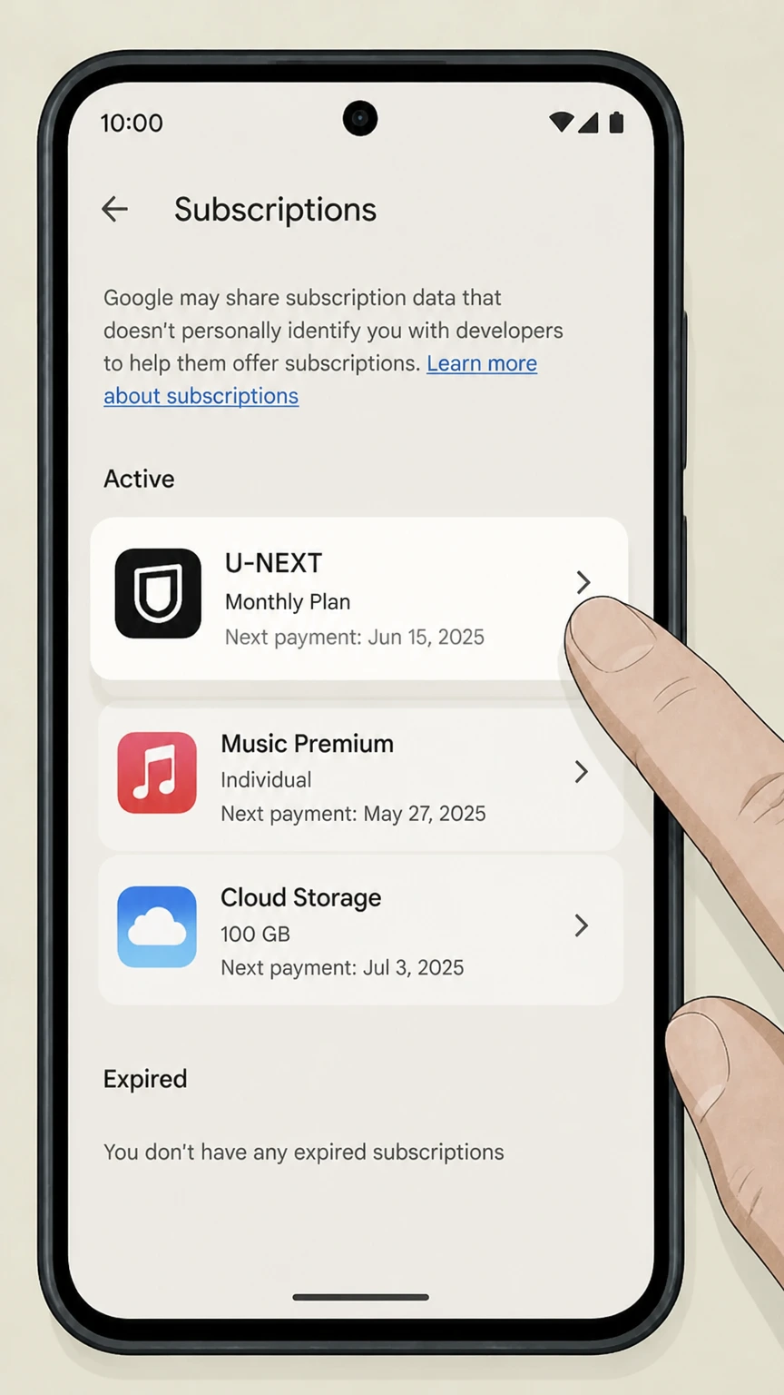 U-NEXT google-play cancellation: Choose U-NEXT