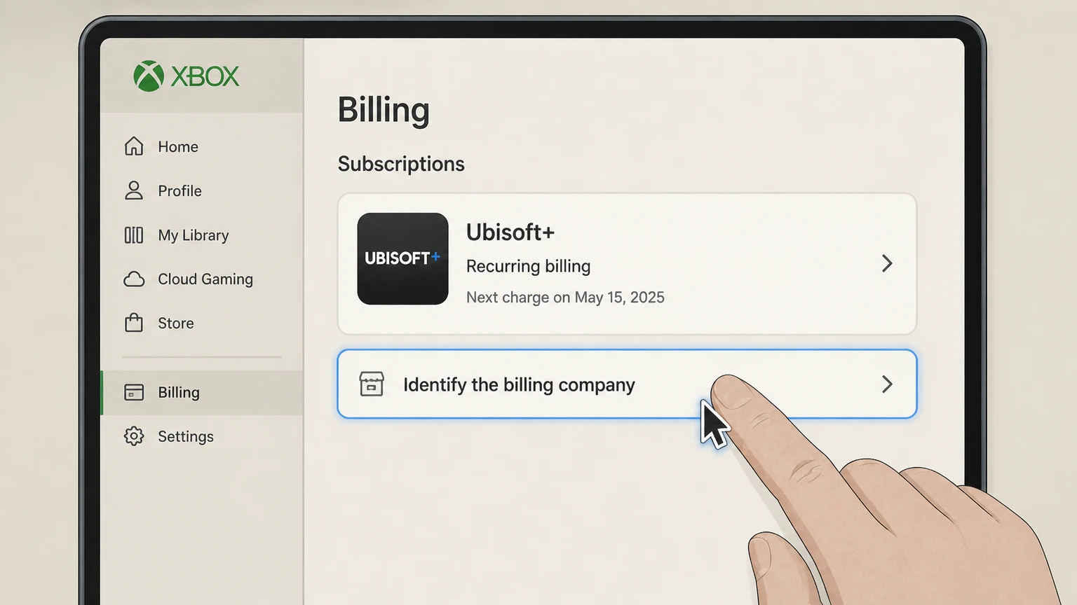Ubisoft+ xbox cancellation: Identify the billing company
