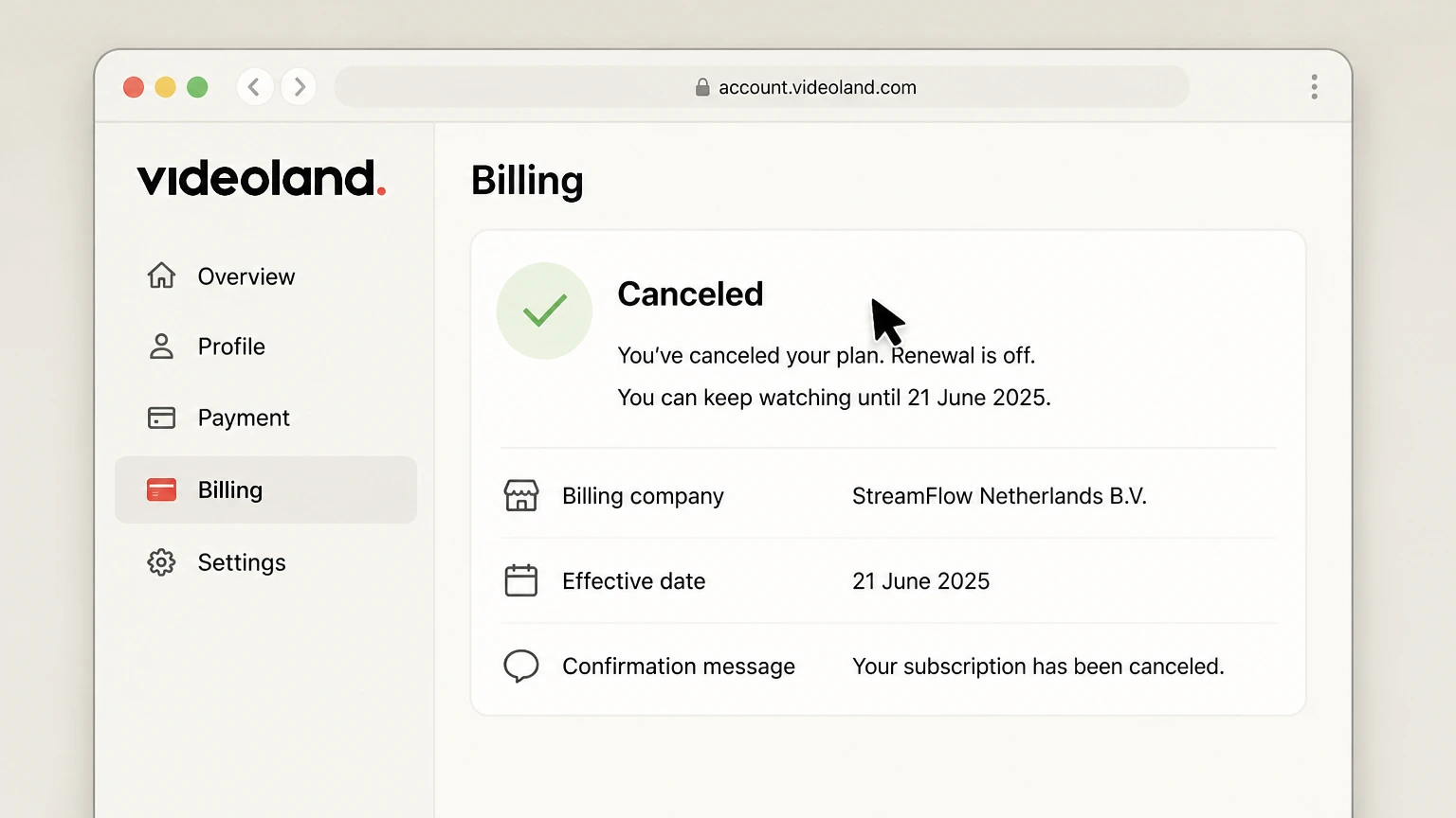 Videoland billing-partner cancellation: Keep proof
