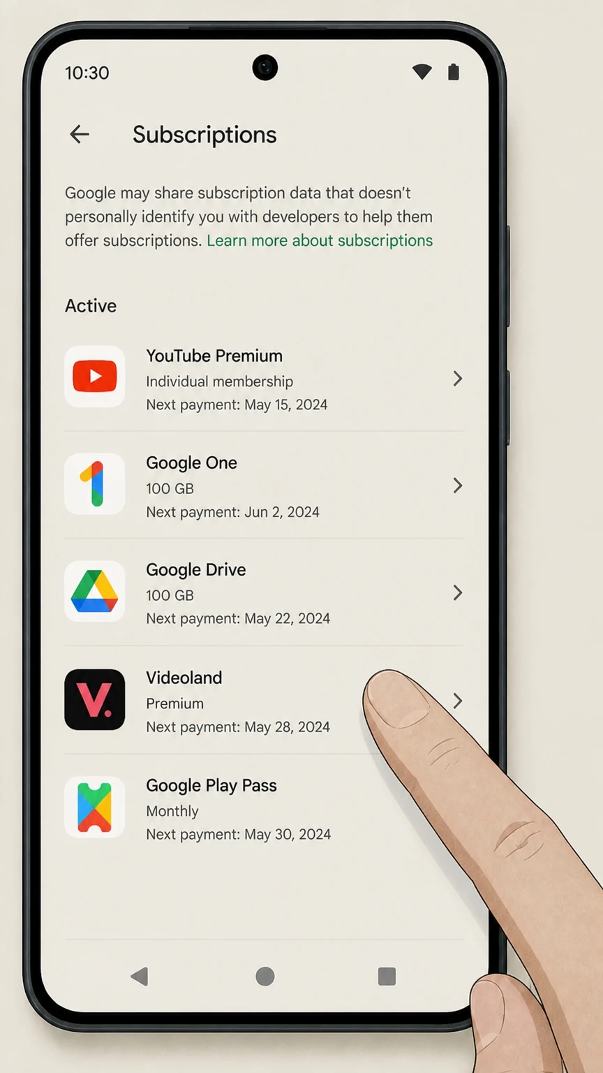 Videoland google-play cancellation: Choose Videoland