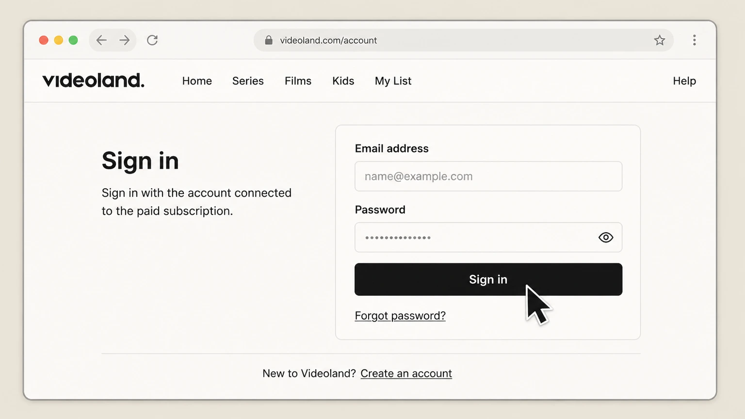 Videoland web cancellation: Open the Videoland account