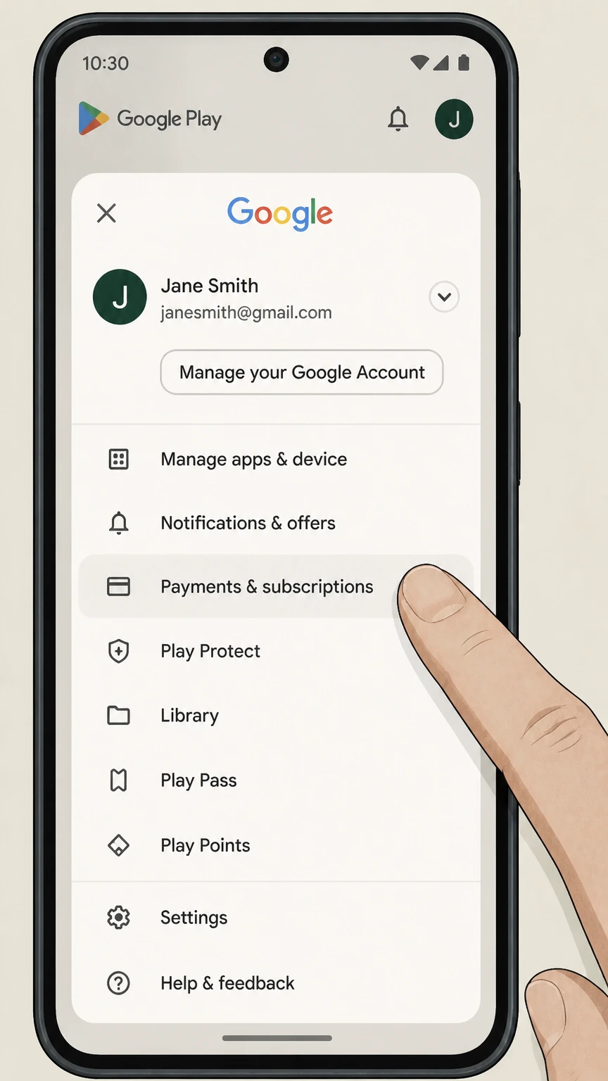Vimeo google-play cancellation: Open Payments & subscriptions