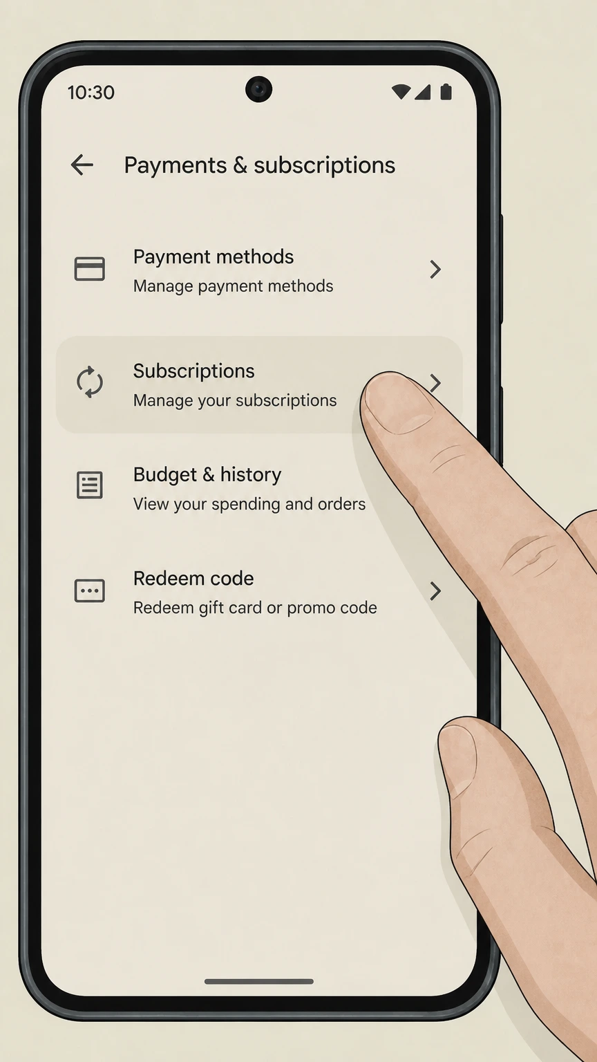 Vimeo google-play cancellation: Open Subscriptions