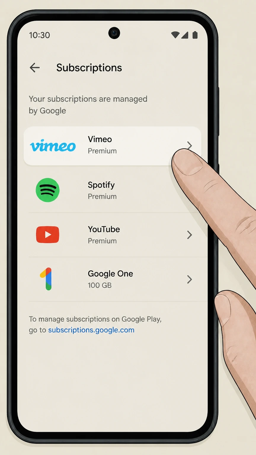 Vimeo google-play cancellation: Choose Vimeo