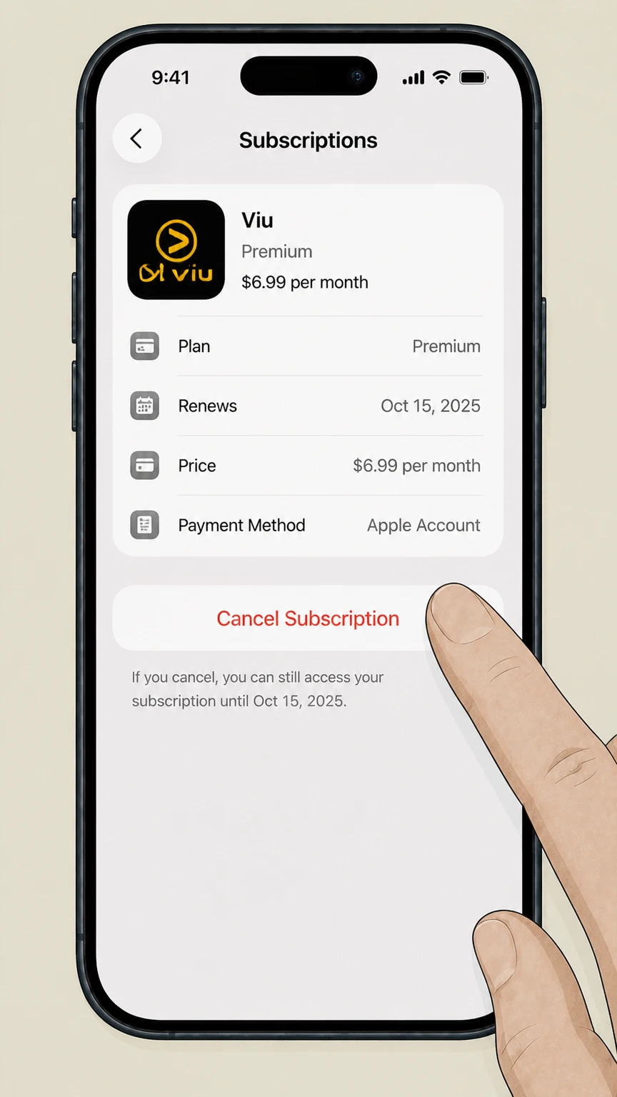 Viu ios cancellation: Tap Cancel Subscription