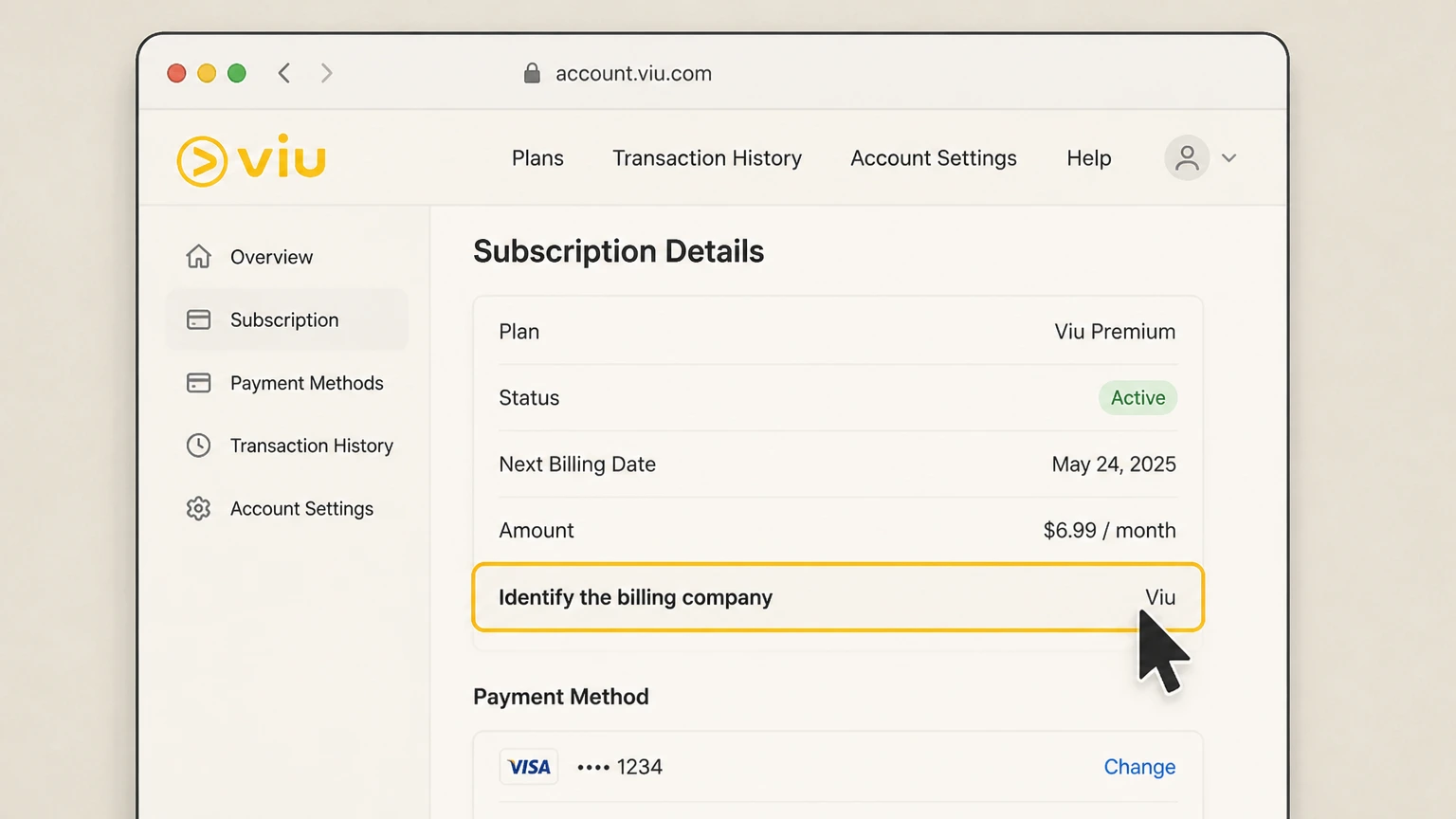 Viu mobile-carrier cancellation: Identify the billing company