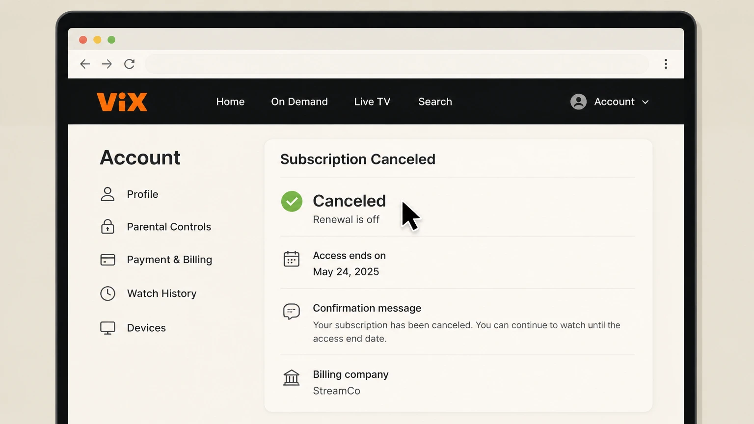 ViX billing-partner cancellation: Keep proof