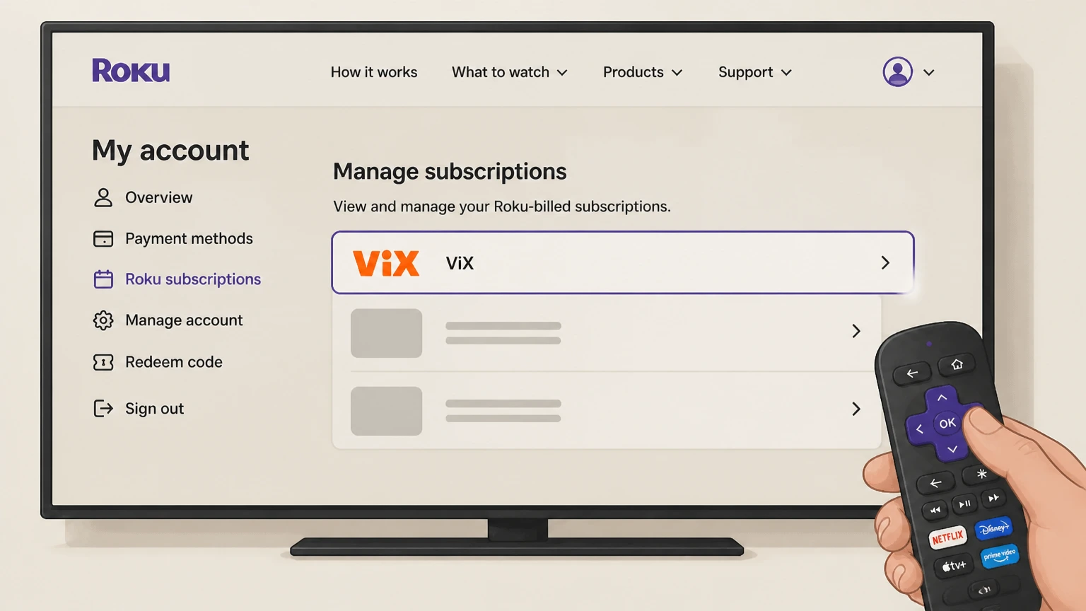 ViX roku cancellation: Choose ViX