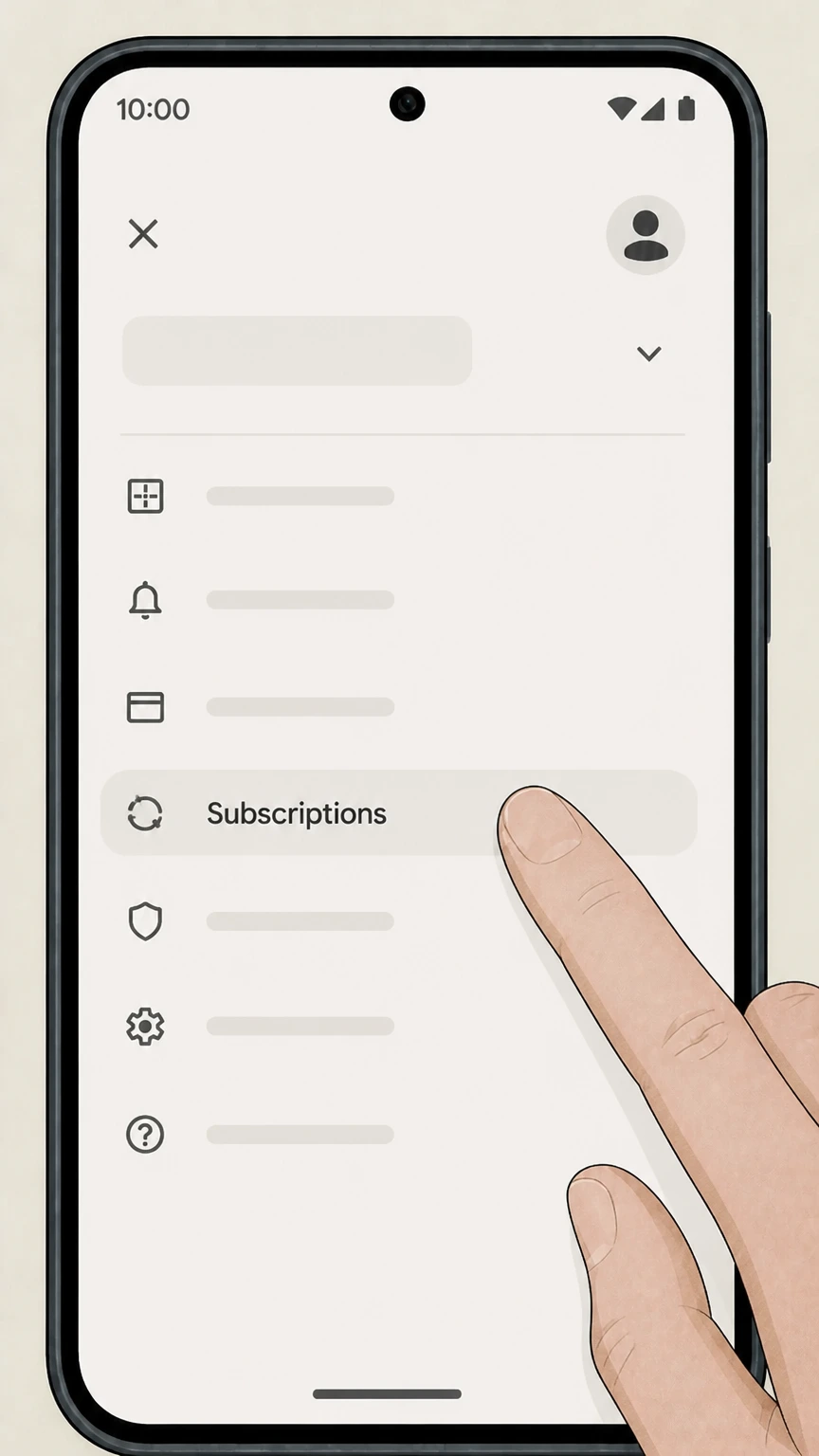 Vogue Google Play on Android (billed via Google Play) cancellation: Open Subscriptions