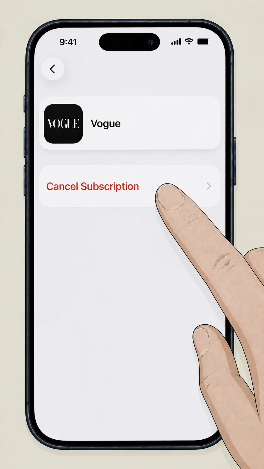 Vogue Apple iPhone or iPad (billed via Apple) cancellation: Cancel the subscription
