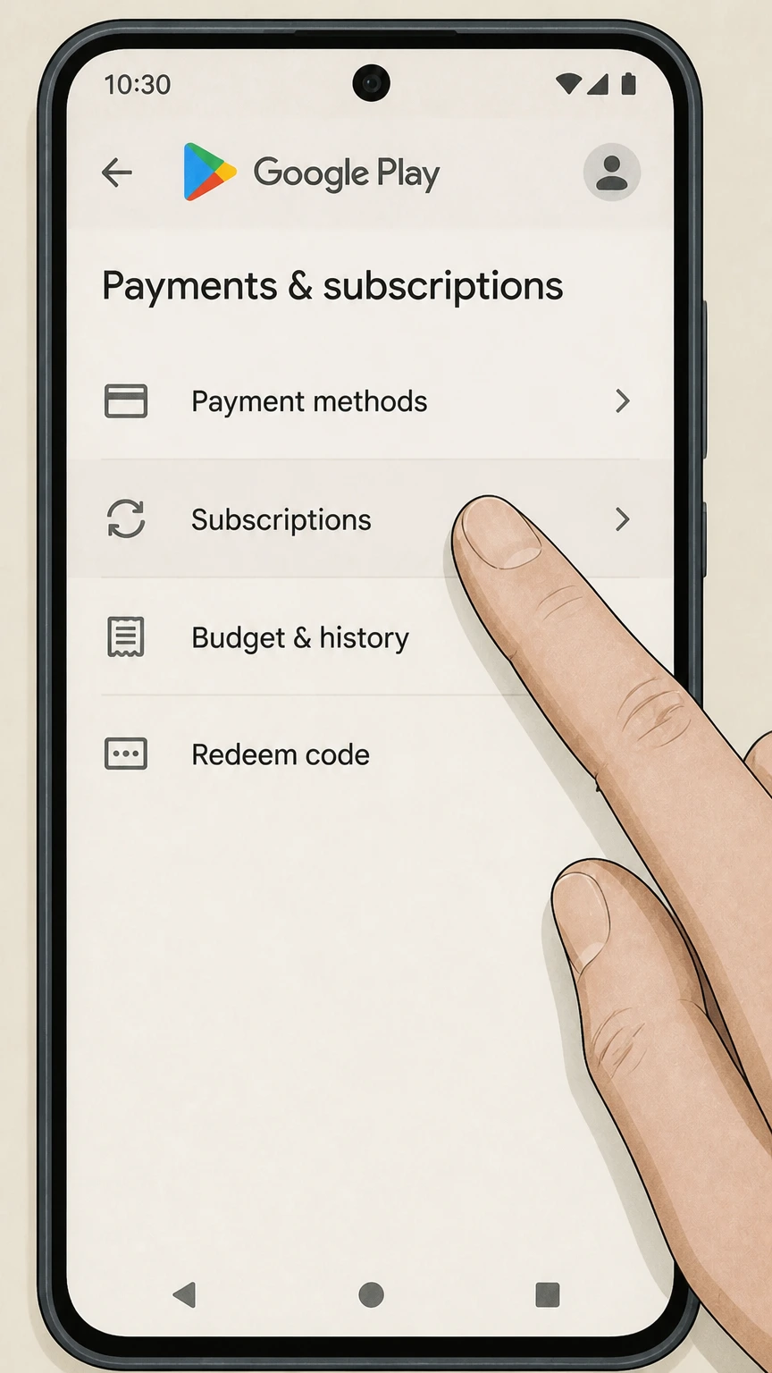 Voyo google-play cancellation: Open Subscriptions