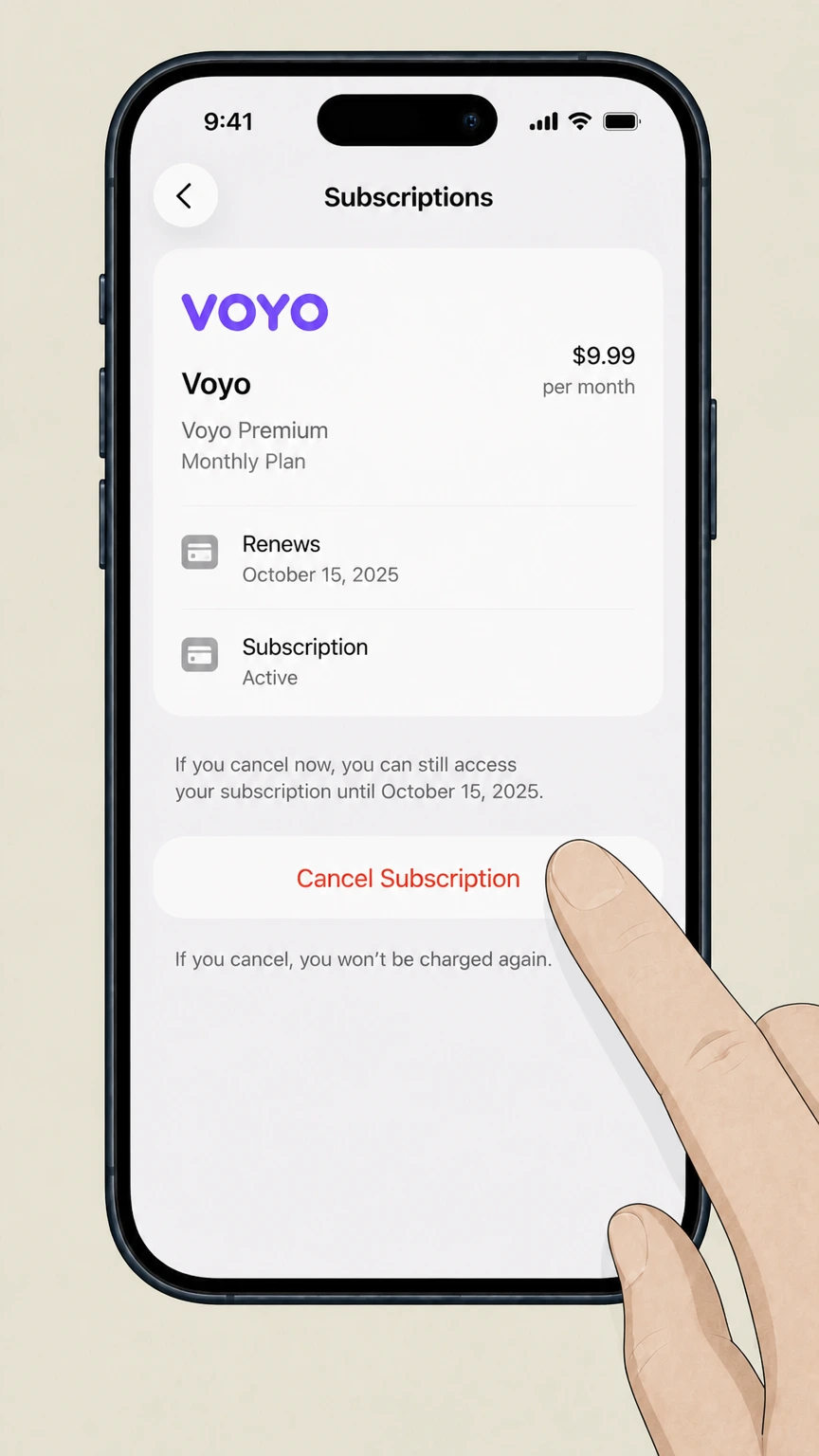Voyo ios cancellation: Tap Cancel Subscription