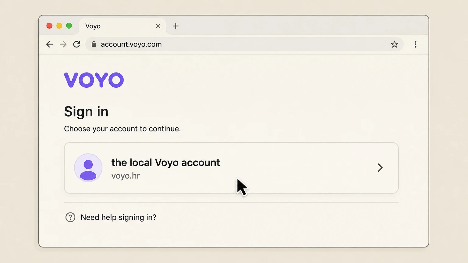 Voyo web cancellation: Open the local Voyo account