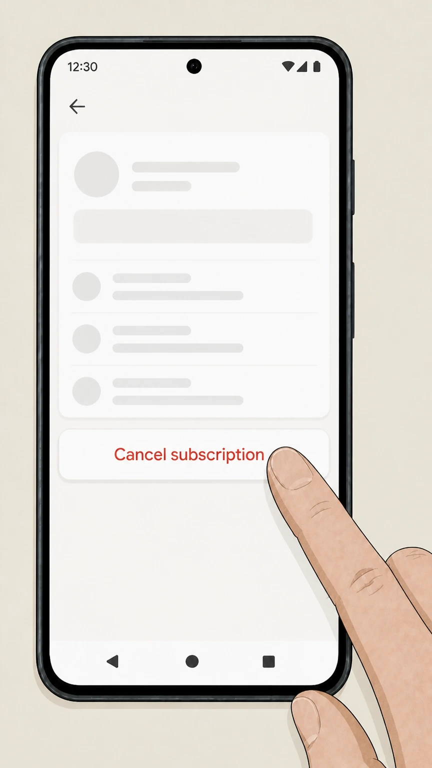 The Wall Street Journal Google Play Store (Android billing) cancellation: Tap Cancel subscription
