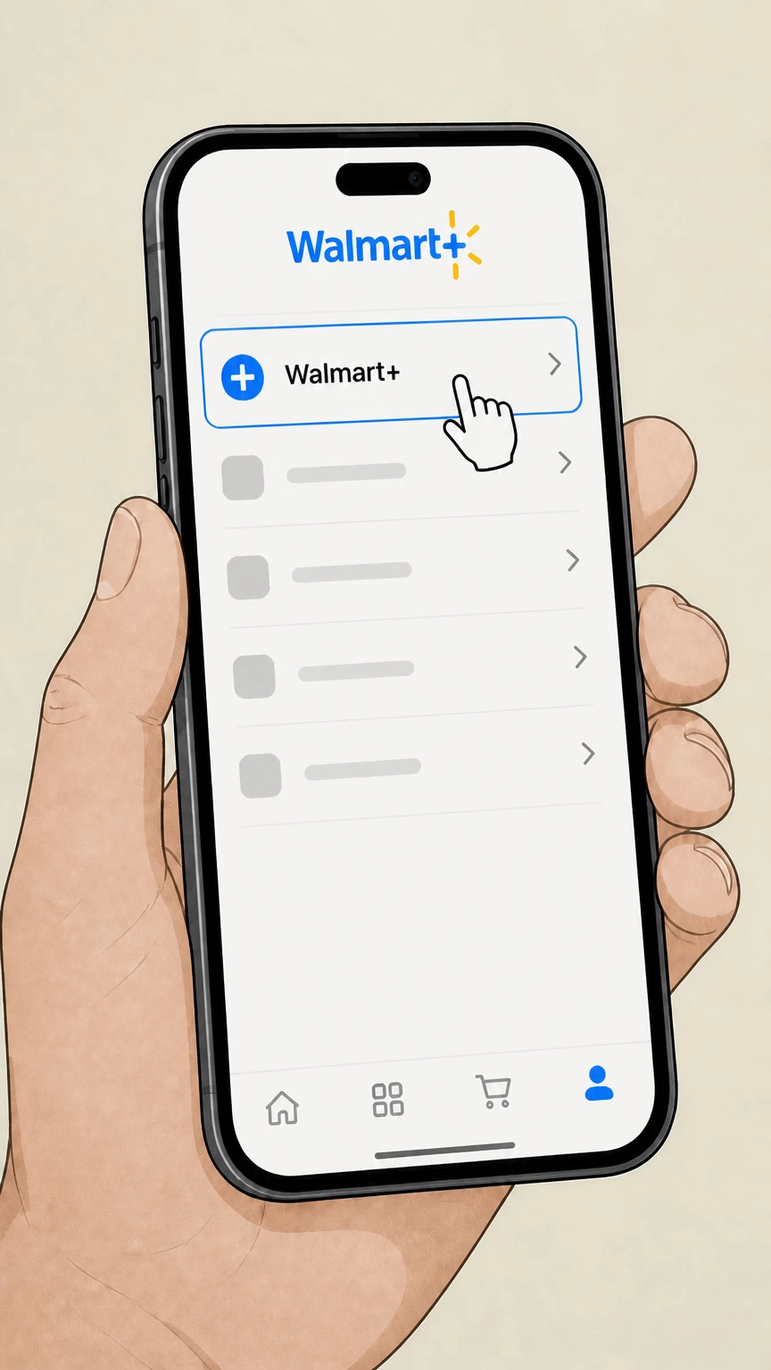 Walmart+ Walmart mobile app cancellation: Open the Walmart+ membership hub