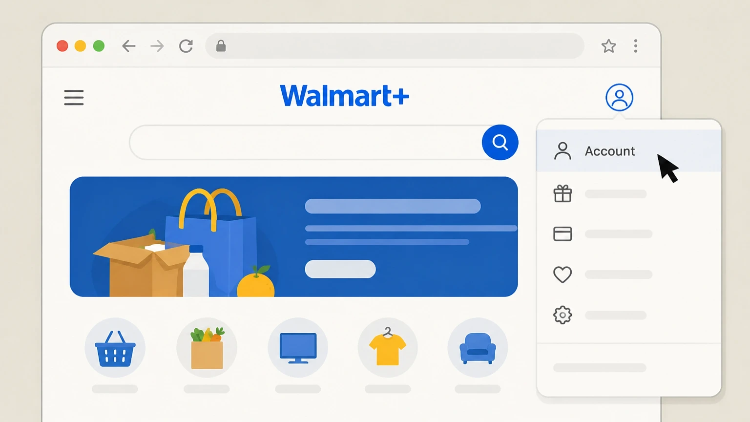 Walmart+ Walmart.com account (web browser) cancellation: Open the Walmart+ membership page