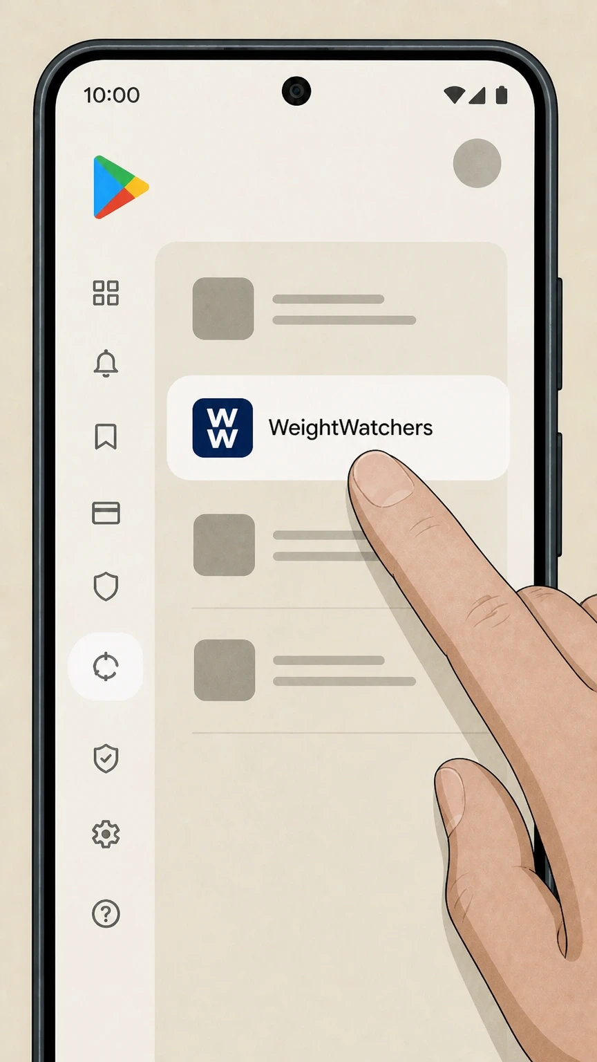 WeightWatchers Google Play (Android) cancellation: Select the WeightWatchers subscription