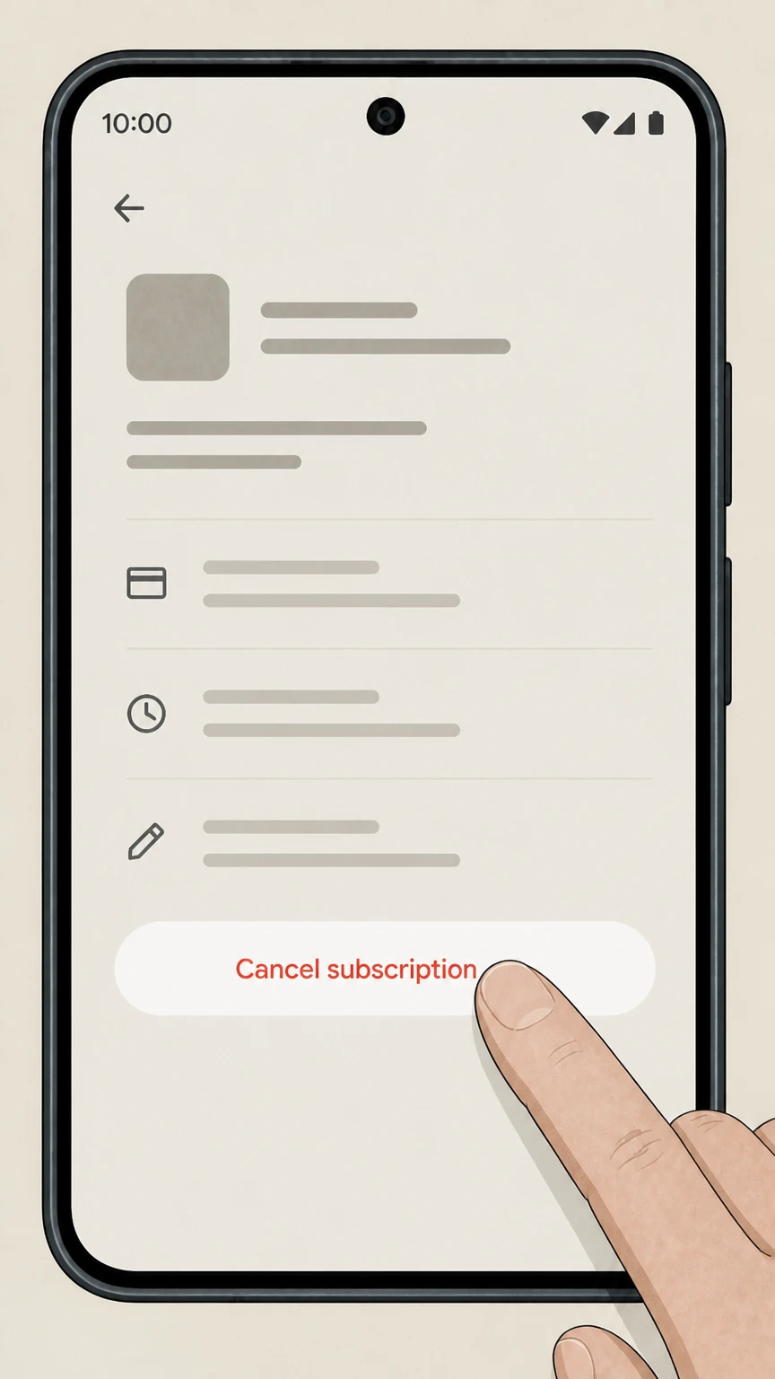WeightWatchers Google Play (Android) cancellation: Tap Cancel subscription