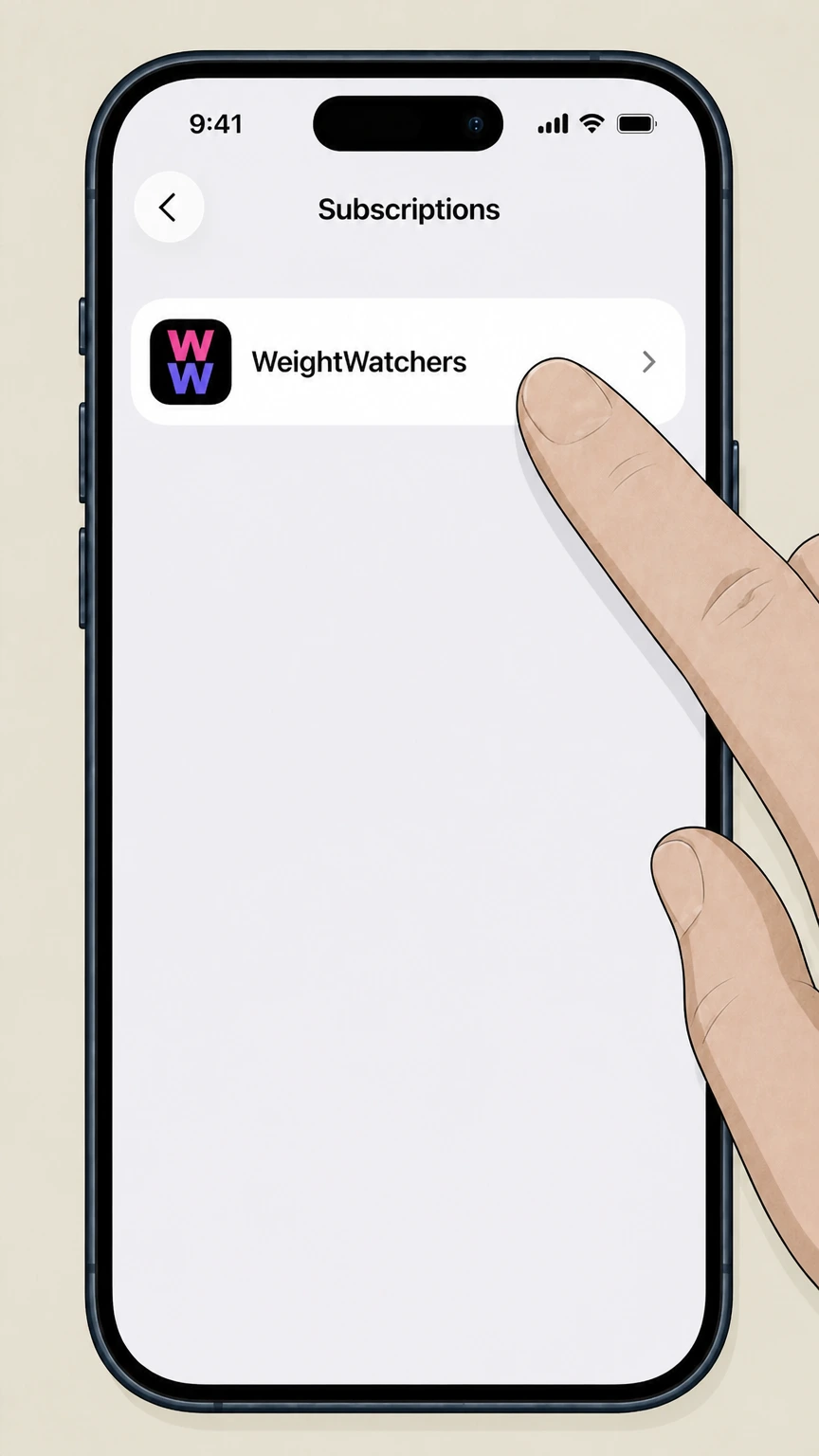 WeightWatchers Apple App Store (iPhone/iPad) cancellation: Select WeightWatchers
