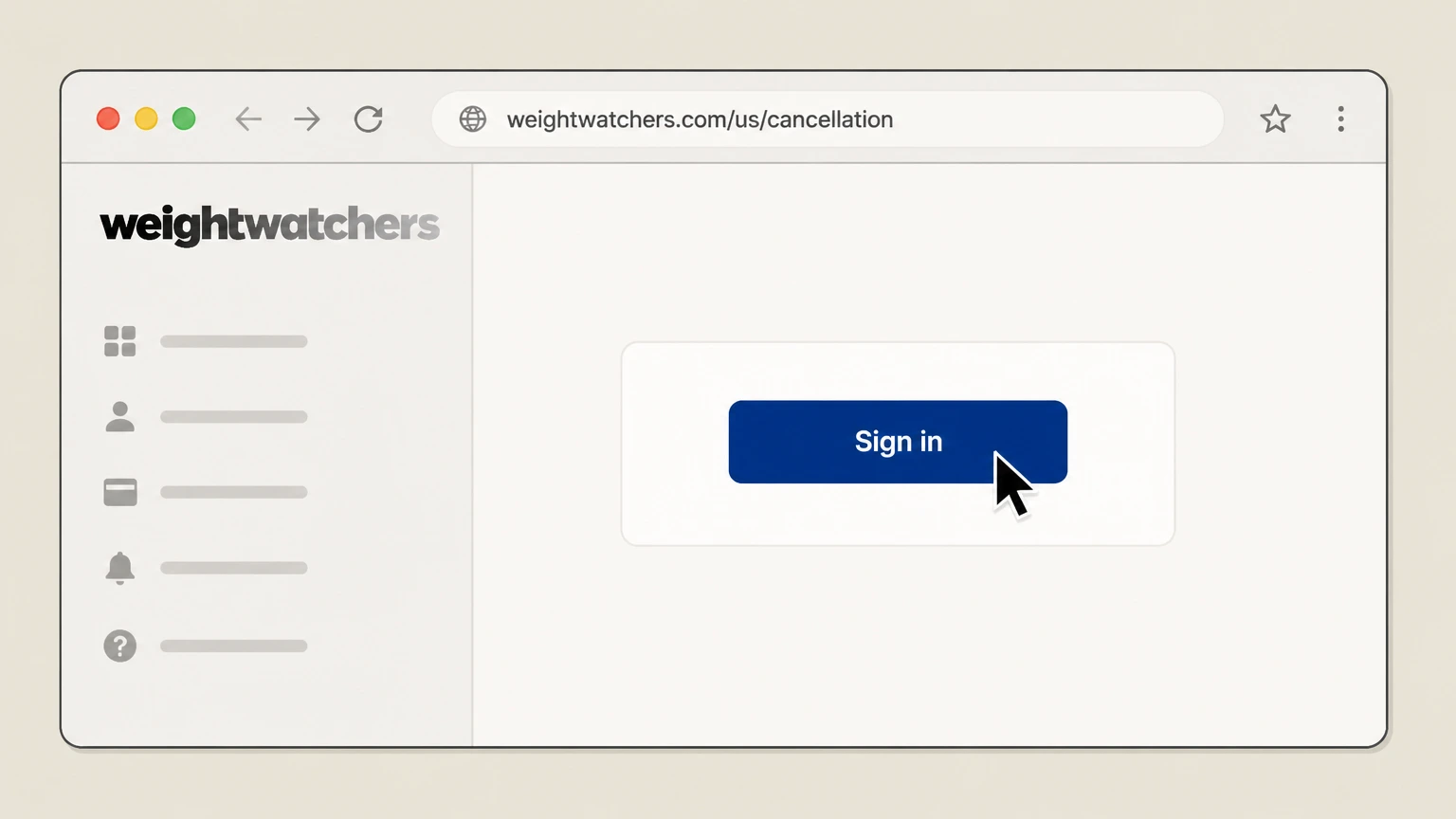 WeightWatchers WeightWatchers website cancellation: Sign in to your WW account