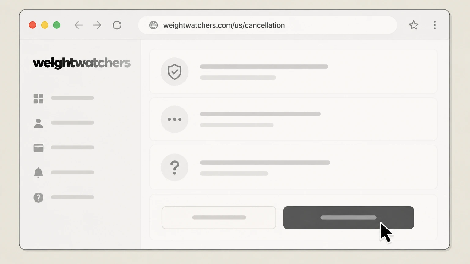 WeightWatchers WeightWatchers website cancellation: Confirm cancellation through all prompts