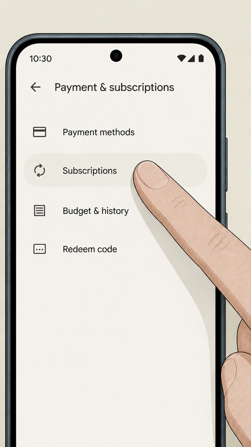 Willow google-play cancellation: Open Subscriptions