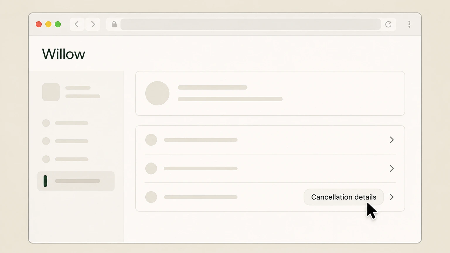 Willow cancel willow through web: Keep the end-date confirmation