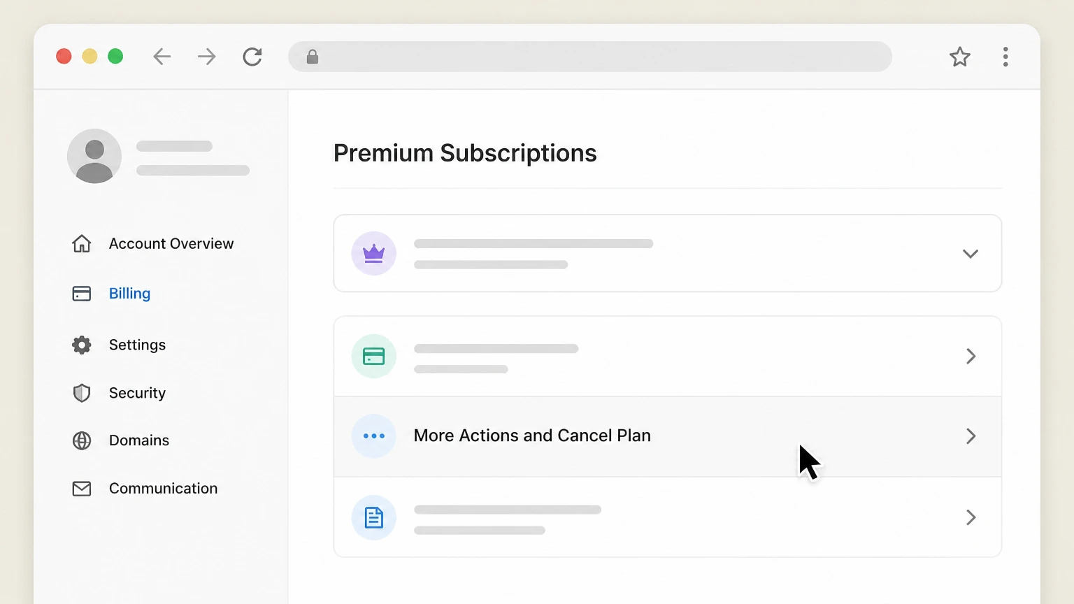 Wix web cancellation: Choose More Actions and Cancel Plan