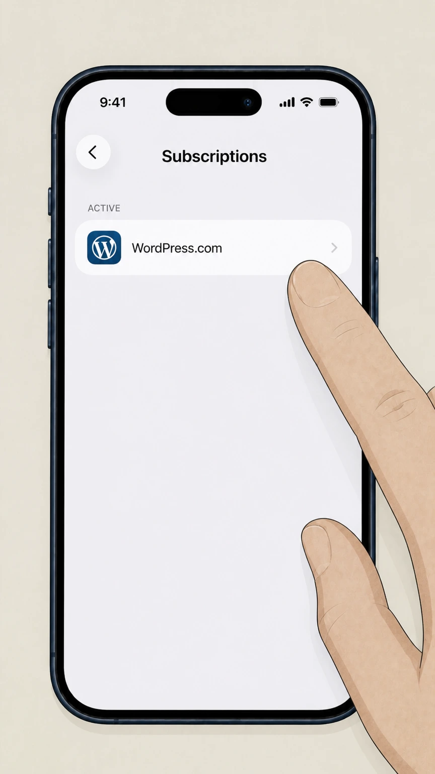 WordPress.com ios cancellation: Choose WordPress.com