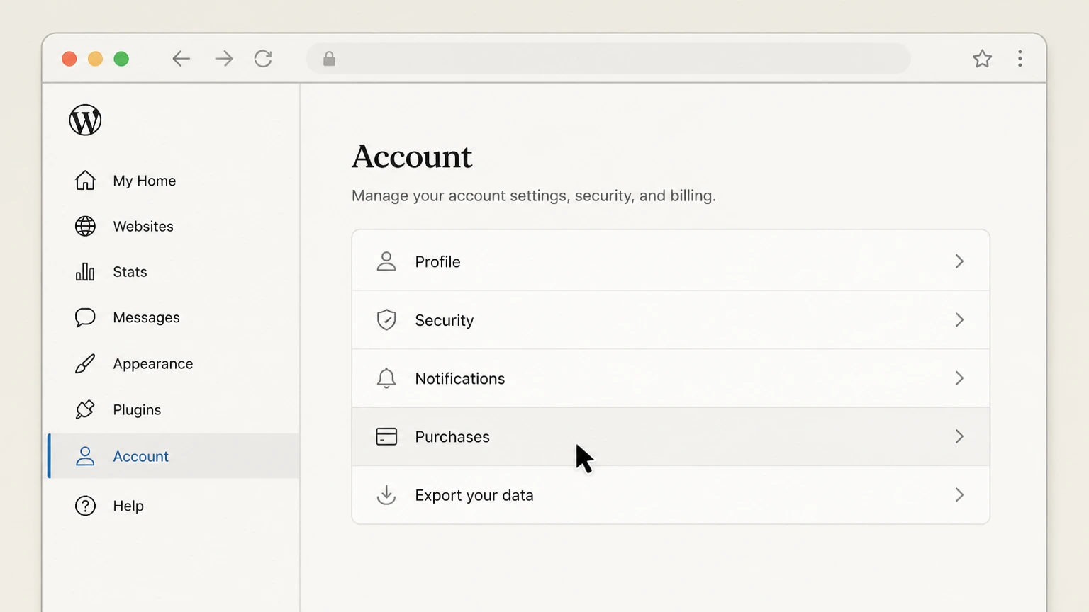 WordPress.com web cancellation: Open Purchases