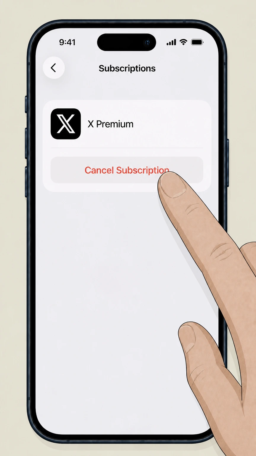 X Premium Apple iOS (billed through Apple) cancellation: Cancel the subscription
